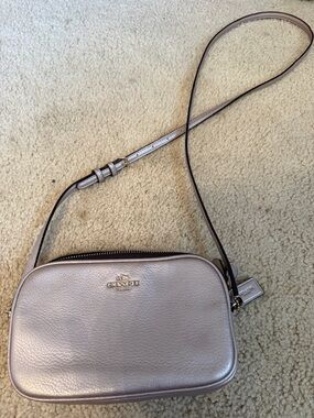Coach Metallic Silver Leather Crossbody Bag